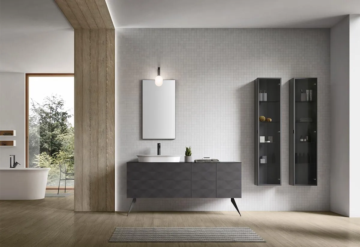 ECL 01 – Bathroom cabinet, ‘Venezia Geometrica’ finish